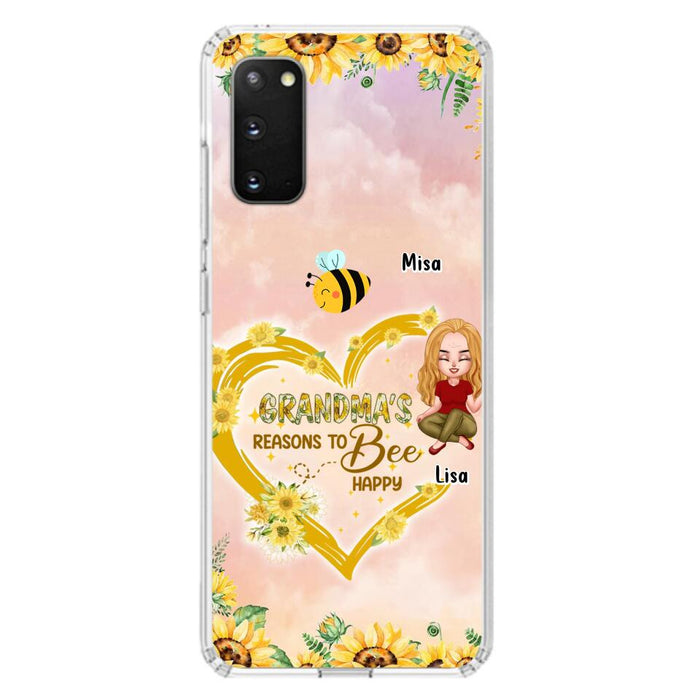 Custom Personalized Grandma Phone Case - Up to 6 Kids - Mother's Day Gift For Grandma - Grandma's Reasons To Bee Happy - Case For iPhone And Samsung