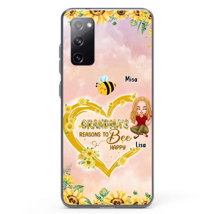 Custom Personalized Grandma Phone Case - Up to 6 Kids - Mother's Day Gift For Grandma - Grandma's Reasons To Bee Happy - Case For iPhone And Samsung