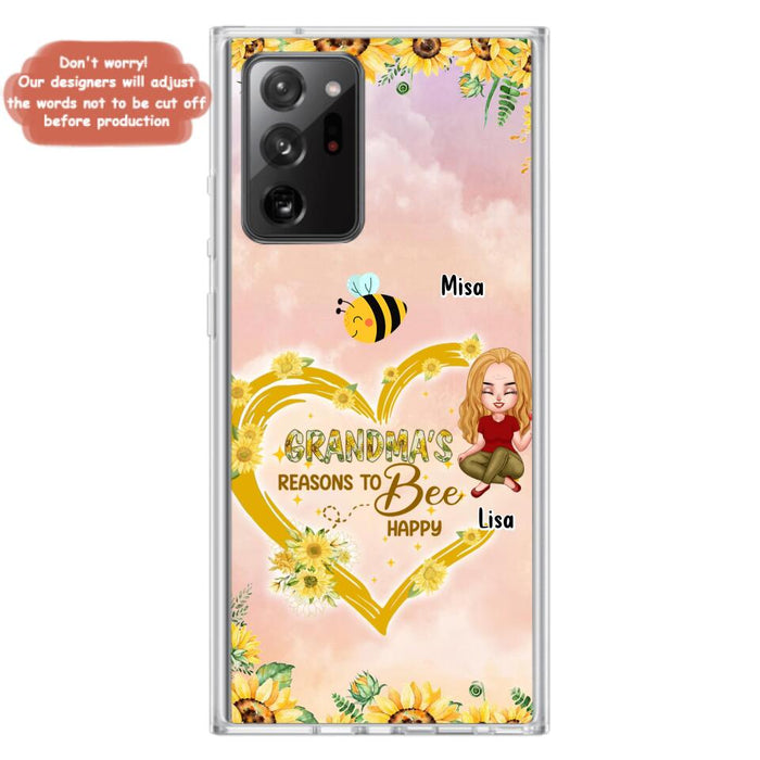 Custom Personalized Grandma Phone Case - Up to 6 Kids - Mother's Day Gift For Grandma - Grandma's Reasons To Bee Happy - Case For iPhone And Samsung