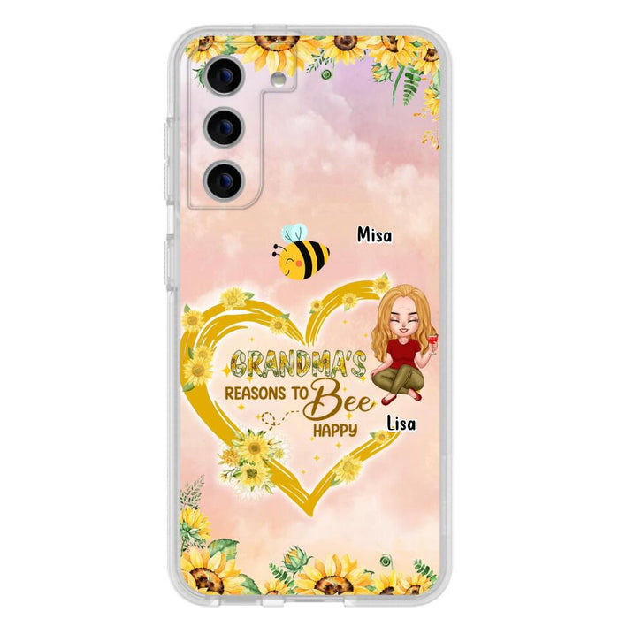 Custom Personalized Grandma Phone Case - Up to 6 Kids - Mother's Day Gift For Grandma - Grandma's Reasons To Bee Happy - Case For iPhone And Samsung