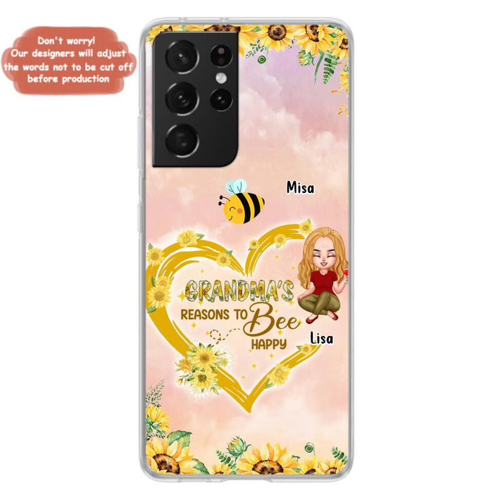 Custom Personalized Grandma Phone Case - Up to 6 Kids - Mother's Day Gift For Grandma - Grandma's Reasons To Bee Happy - Case For iPhone And Samsung