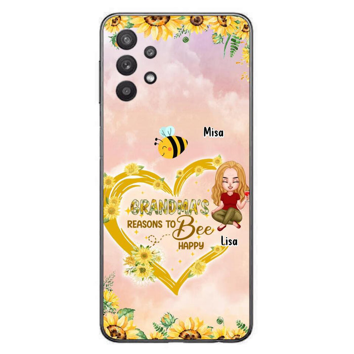 Custom Personalized Grandma Phone Case - Up to 6 Kids - Mother's Day Gift For Grandma - Grandma's Reasons To Bee Happy - Case For iPhone And Samsung