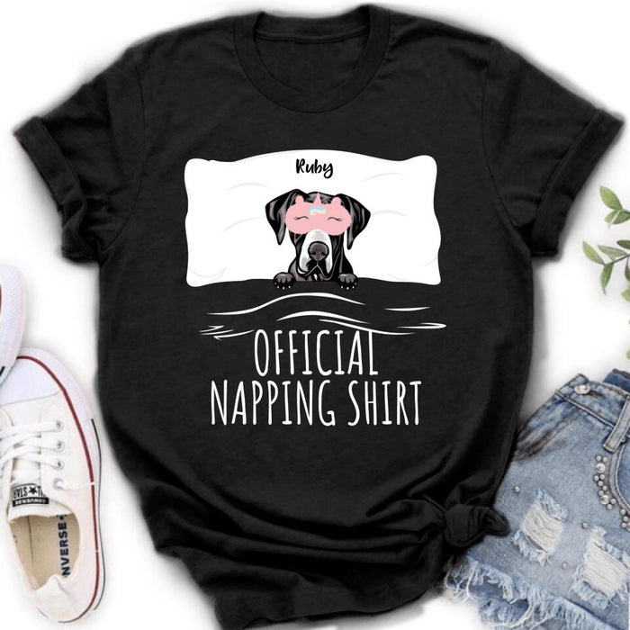 Custom Personalized Dog Official Napping Shirt/ Pullover Hoodie - Upto 3 Dogs- Gift Idea For Dog Lover