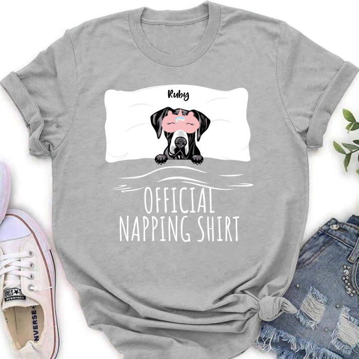 Custom Personalized Dog Official Napping Shirt/ Pullover Hoodie - Upto 3 Dogs- Gift Idea For Dog Lover