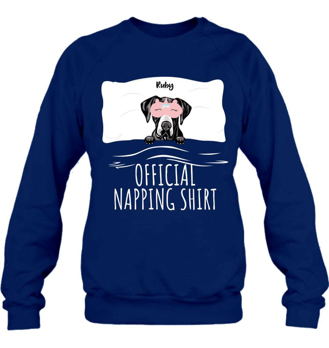 Custom Personalized Dog Official Napping Shirt/ Pullover Hoodie - Upto 3 Dogs- Gift Idea For Dog Lover