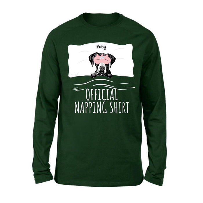 Custom Personalized Dog Official Napping Shirt/ Pullover Hoodie - Upto 3 Dogs- Gift Idea For Dog Lover