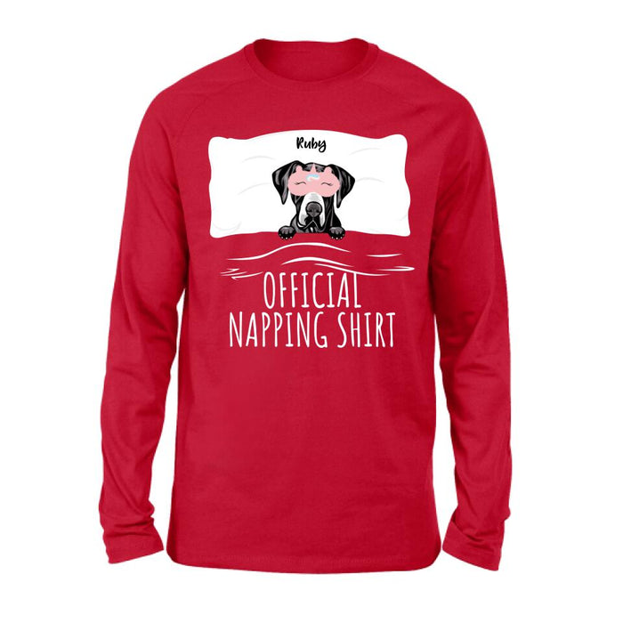 Custom Personalized Dog Official Napping Shirt/ Pullover Hoodie - Upto 3 Dogs- Gift Idea For Dog Lover