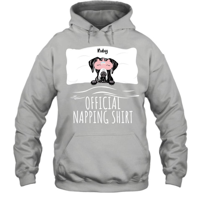 Custom Personalized Dog Official Napping Shirt/ Pullover Hoodie - Upto 3 Dogs- Gift Idea For Dog Lover