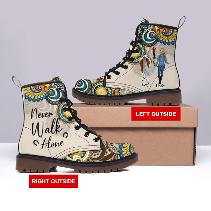Personalized Horse Girl Martin Short Boots - Up to 2 Horses - Gift Idea For Horse Lovers - Never Walk Alone