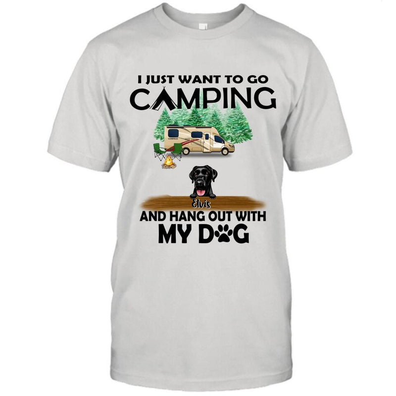 Personalized Dog Camping T-shirt - Gift For Dog Lovers with up to 5 Dogs - I Just Want To Go Camping