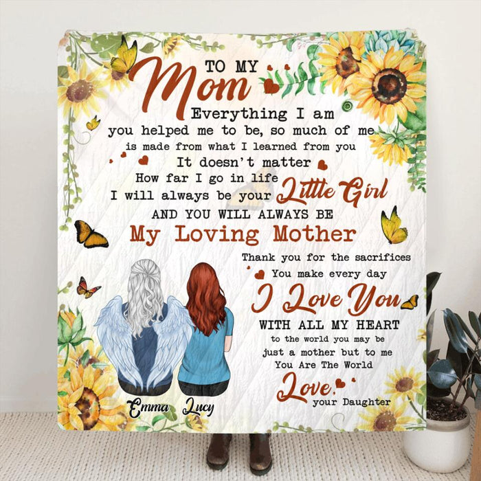 Custom Personalized Mom Quilt/Fleece Blanket - Upto 5 People - Mother's Day Gift For Mom - To My Mom Everything I am You Helped Me To Be