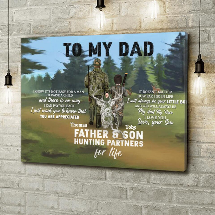 Custom Personalized Hunting Canvas - Gift Idea For Father's Day - Father And Son Hunting Partners For Life