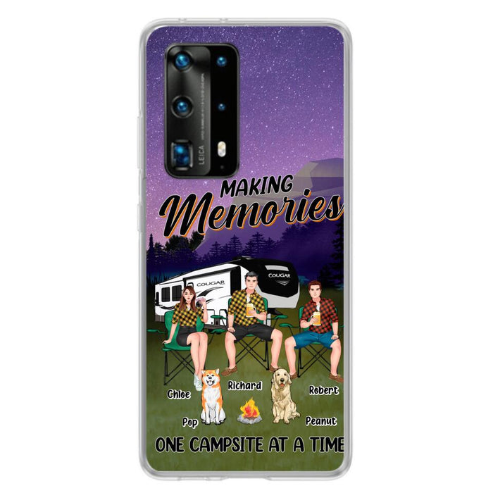 Custom Personalized Camping Phone Case - Gift Idea For Camping Lover/ Friends/ Couple - Upto 3 People And 2 Dogs - Making Memories One Campsite At A Time - Case For Xiaomi, Oppo And Huawei