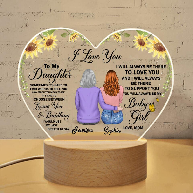 Personalized Wedding Heart-Shaped Acrylic Photo Panel - Gift Idea For Daughter - To My Daughter I Love You I Will Always Be There To Love You