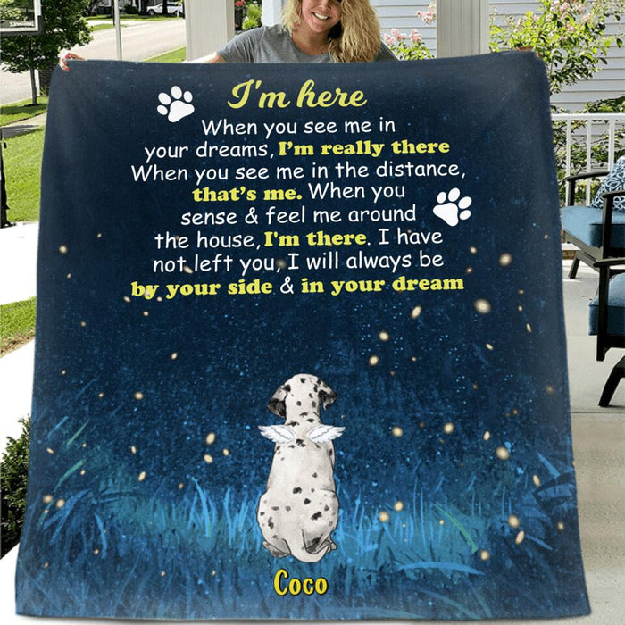 Custom Personalized Memorial Dog Quilt/Fleece Blanket - Gift Idea For Dog Lover - I'm Here