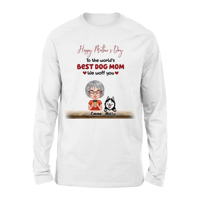 Custom Personalized Dog Mom/ Dog Dad Shirt/ Pullover Hoodie - Man/ Woman With Upto 6 Dogs - Mother's Day/ Father's Day Gift Idea For Dog Lover