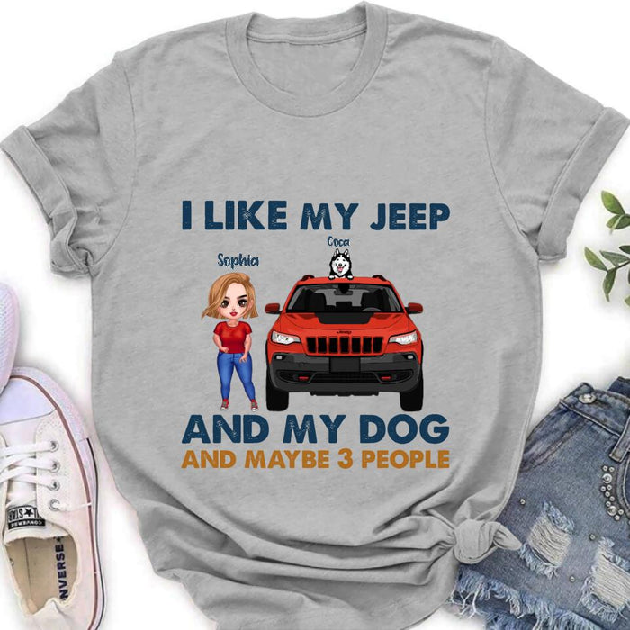 Custom Personalized Off-road Girl Shirt - Upto 3 Dogs - Best Gift For Dog Lover - Just A Girl