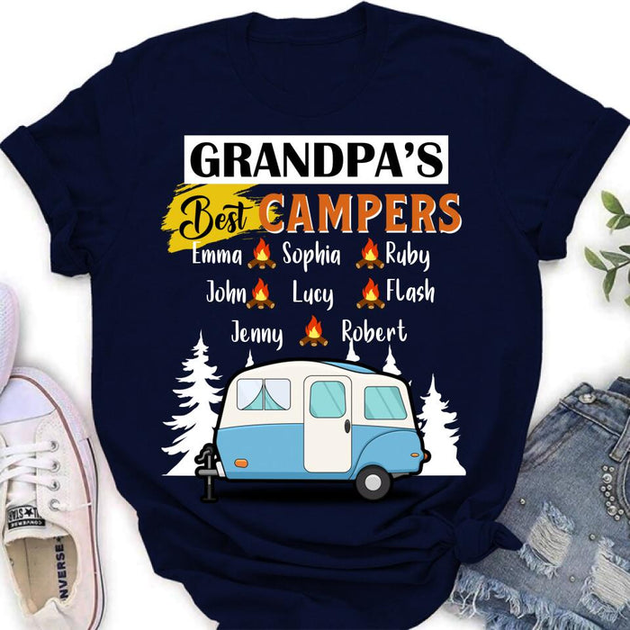 Custom Personalized Grandpa's Best Campers Shirt/ Pullover Hoodie - Upto 8 Kids - Gift Idea For Grandpa/ Camping Lover