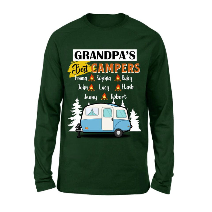 Custom Personalized Grandpa's Best Campers Shirt/ Pullover Hoodie - Upto 8 Kids - Gift Idea For Grandpa/ Camping Lover