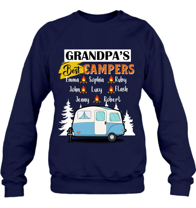 Personalized Grandpa's Best Campers Shirt/Pullover Hoodie - Up to 8 Kids - Gift Idea For Grandpa/Camping Lover