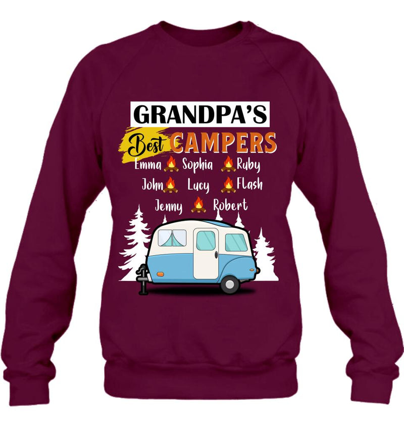 Personalized Grandpa's Best Campers Shirt/Pullover Hoodie - Up to 8 Kids - Gift Idea For Grandpa/Camping Lover