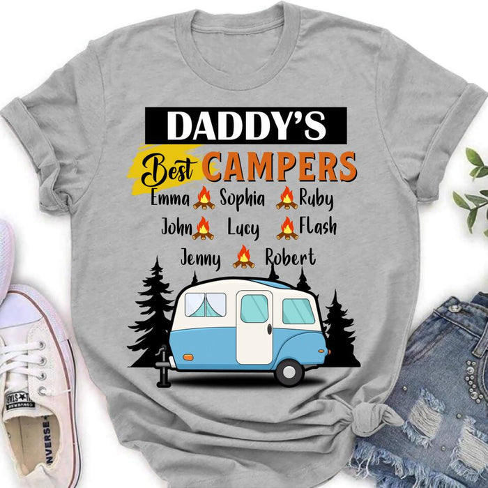 Personalized Daddy's Best Campers Shirt/ Pullover Hoodie - Upto 8 Kids - Gift Idea For Father's Day/ Camping Lover