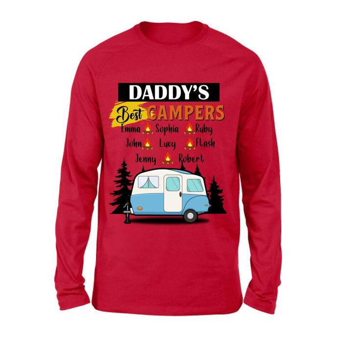 Personalized Daddy's Best Campers Shirt/ Pullover Hoodie - Upto 8 Kids - Gift Idea For Father's Day/ Camping Lover