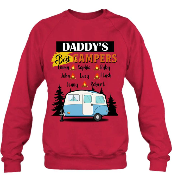 Personalized Daddy's Best Campers Shirt/ Pullover Hoodie - Upto 8 Kids - Gift Idea For Father's Day/ Camping Lover