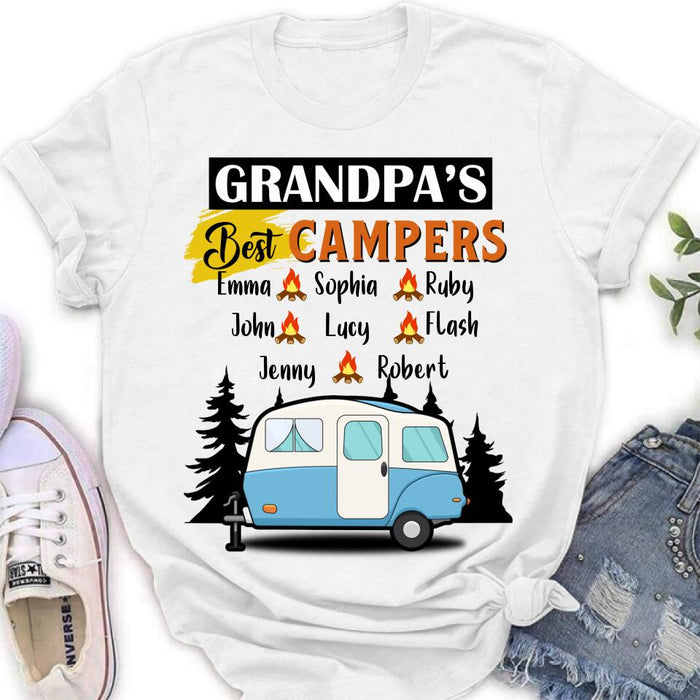 Personalized Grandpa's Best Campers Shirt/ Pullover Hoodie - Upto 8 Kids - Gift Idea For Grandpa/ Camping Lover