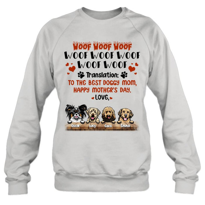 Custom Personalized Dog Mom Shirt - Upto 4 Dogs - Mother's Day Gift For Dog Lovers - To The Best Doggy Mom