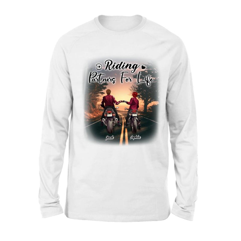 Custom Personalized Motorcycle Couple Shirt - Gift Idea For Couple - Riding Partners For Life