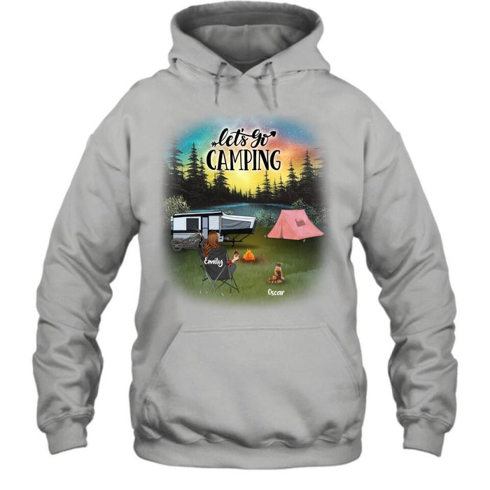 Custom Personalized Night Camping Shirt/ Pullover Hoodie - Solo/ Couple/ Parents With Upto 5 Kids And 4 Pets - Gift For Camping Lover - Let's Go Camping