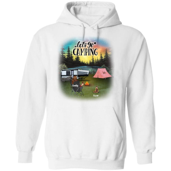 Custom Personalized Night Camping Shirt/ Pullover Hoodie - Solo/ Couple/ Parents With Upto 5 Kids And 4 Pets - Gift For Camping Lover - Let's Go Camping