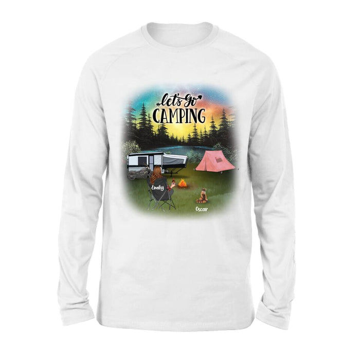 Custom Personalized Night Camping Shirt/ Pullover Hoodie - Solo/ Couple/ Parents With Upto 5 Kids And 4 Pets - Gift For Camping Lover - Let's Go Camping