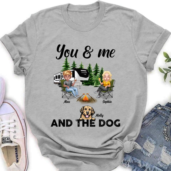 Custom Personalized Camping Couple With Dog Shirt/ Pullover Hoodie - Upto 4 Dogs - Gift Idea For Camping Lover