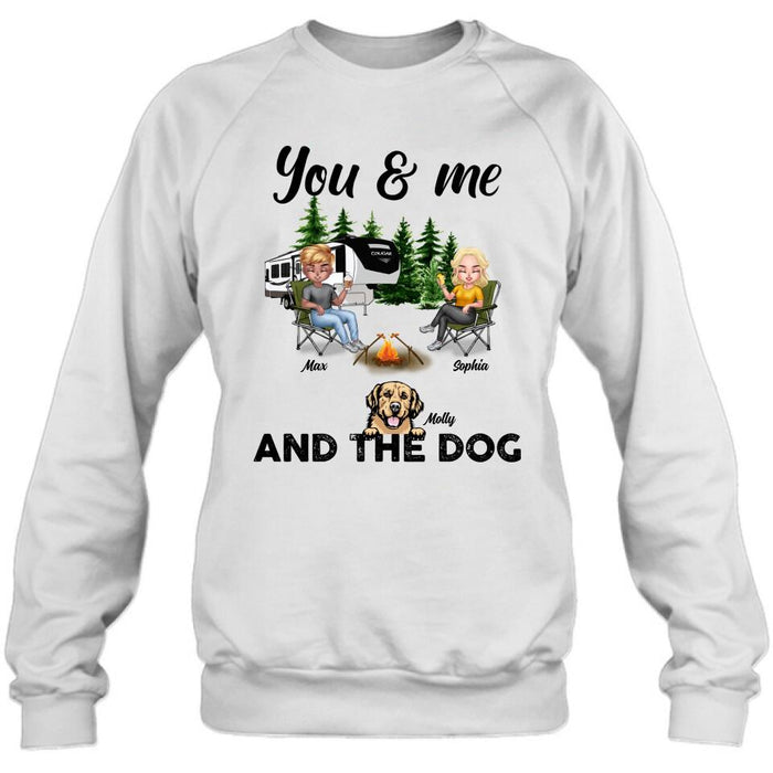 Custom Personalized Camping Couple With Dog Shirt/ Pullover Hoodie - Upto 4 Dogs - Gift Idea For Camping Lover