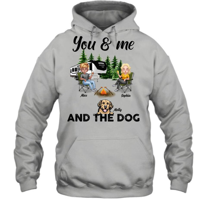 Custom Personalized Camping Couple With Dog Shirt/ Pullover Hoodie - Upto 4 Dogs - Gift Idea For Camping Lover