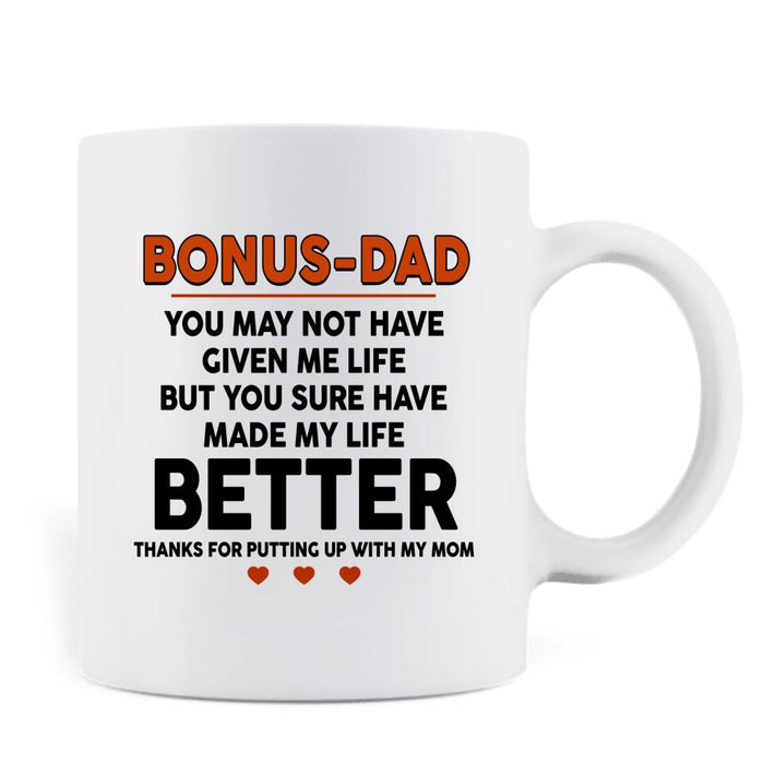 Custom Personalized Step Dad Thank You Coffee Mug - Gift Idea For Step Dad - Upto 5 Kids - Thank You For Being The Dad