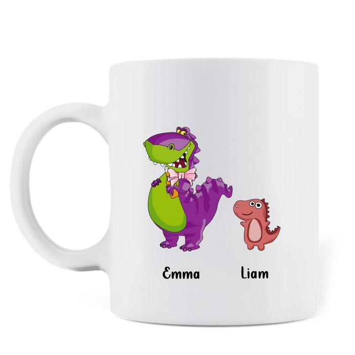 Custom Personalized Grandma Dinosaur Coffee Mug - Upto 6 Grandkids - Gift Idea For Grandma/ Mother's Day - I Never Dreamed I'd Be This Crazy Grandma With The Cutest Grandkids Ever