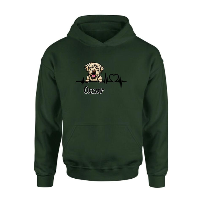 Custom Personalized Heartbeat Dog/Cat Shirt/ Pullover Hoodie - Upto 2 Pets - Gift Idea For Dog/ Cat Lover