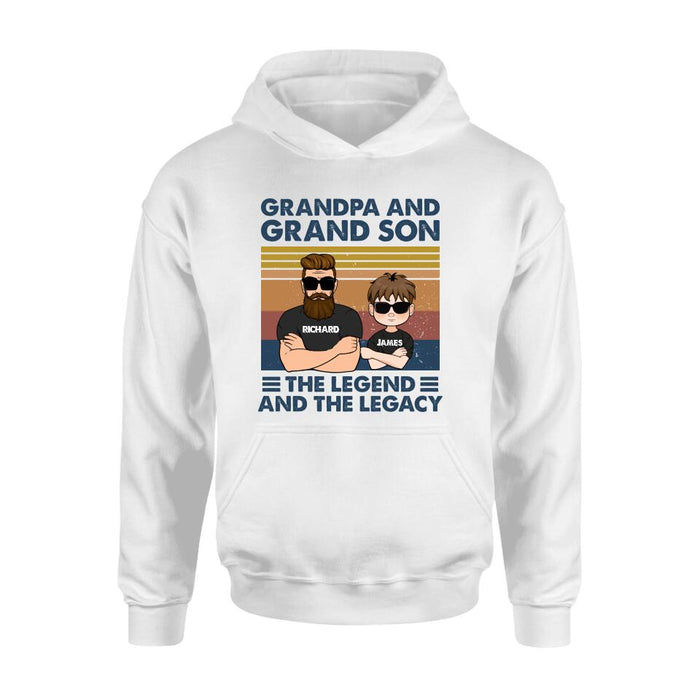 Custom Personalized Grandpa Unisex T-shirt/Long Sleeve/ Sweatshirt/Pullover Hoodie - Gift Idea For Grandpa/ Grandson/ Father's Day - Grandpa And Grand Son The Legend And The Legacy