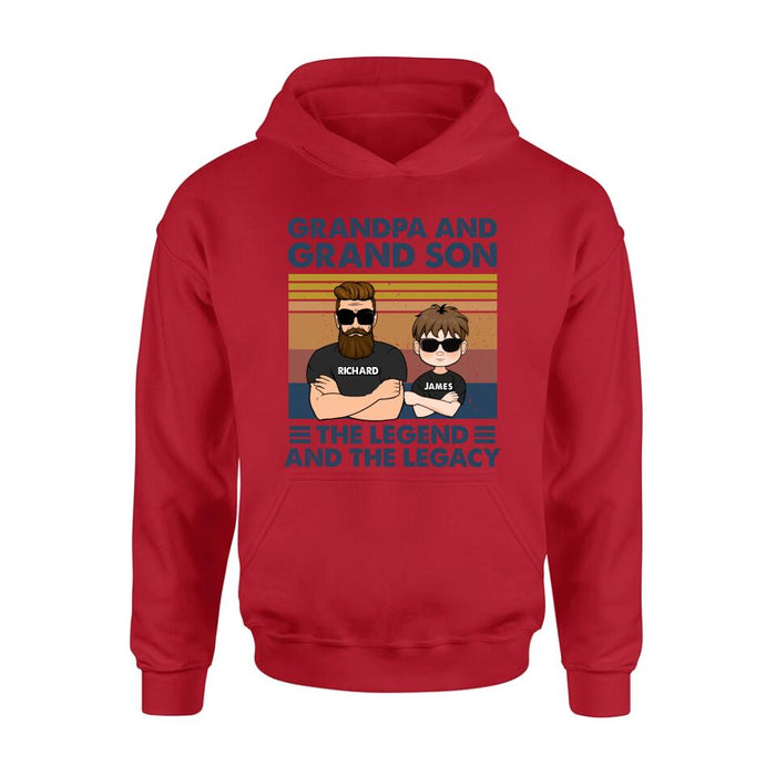 Custom Personalized Grandpa Unisex T-shirt/Long Sleeve/ Sweatshirt/Pullover Hoodie - Gift Idea For Grandpa/ Grandson/ Father's Day - Grandpa And Grand Son The Legend And The Legacy