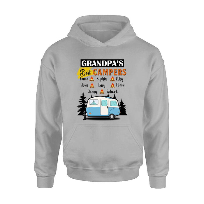 Personalized Grandpa's Best Campers Shirt/ Pullover Hoodie - Upto 8 Kids - Gift Idea For Grandpa/ Camping Lover