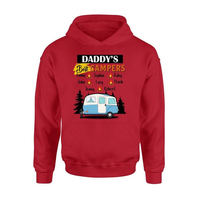 Personalized Daddy's Best Campers Shirt/ Pullover Hoodie - Upto 8 Kids - Gift Idea For Father's Day/ Camping Lover