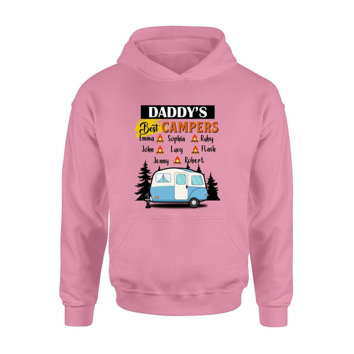 Personalized Daddy's Best Campers Shirt/ Pullover Hoodie - Upto 8 Kids - Gift Idea For Father's Day/ Camping Lover