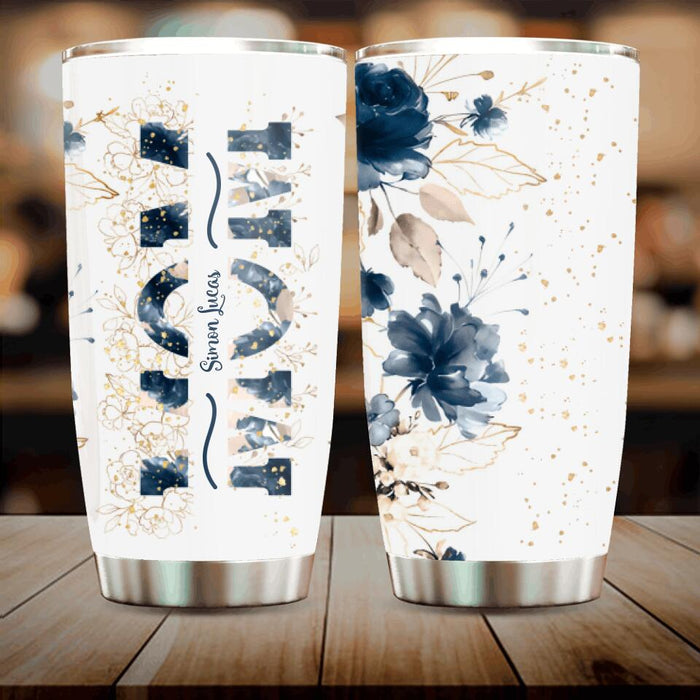 Custom Personalized Floral Mom Tumbler - Upto 5 Kids - Gift Idea For Mother's Day