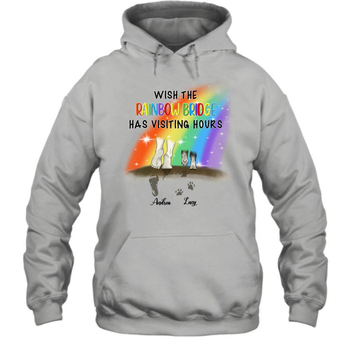 Custom Personalized Dog's Paws T-shirt/Sweatshirt/Pullover Hoodie - Best Gift Idea For Dog Lovers - Wish The Rainbow Bridge Has Visiting Hours