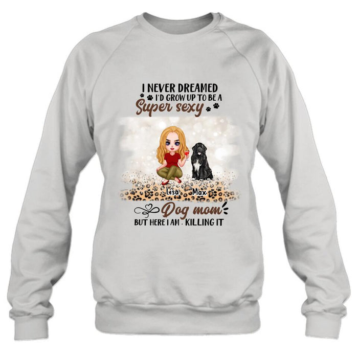 Custom Personalized Dog Mom Shirt - Upto 6 Dogs - Best Gift For Dog Lover - Crazy Dog Mom