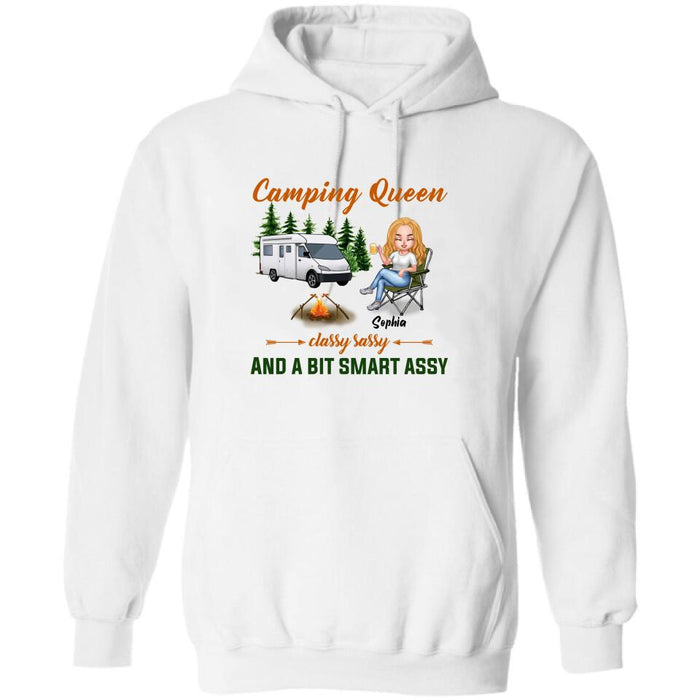 Custom Personalized Camping Queen Shirt/ Pullover Hoodie - Gift Idea For Camping Lover