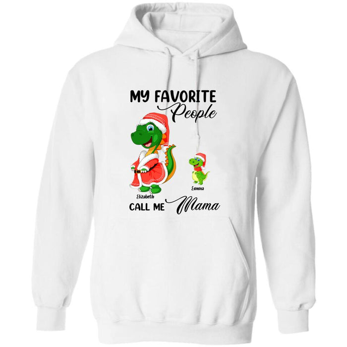 Custom Personalized Christmas Dinosaurs T-shirt - Upto 6 Kids - Best Gift Idea For Christmas - My Favorite People Call Me Mama - MW6OOI